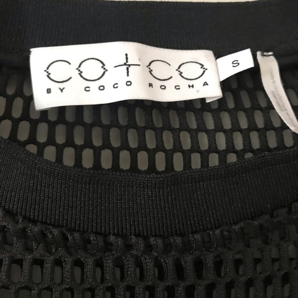 CO+CO By Coco Rocha Black Mesh Cropped Boxy Top - Picture 6 of 7